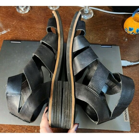 Kork-Ease Baltea Black Leather Sandals Sz 10M Comfortable Gladiator - Picture 6 of 8